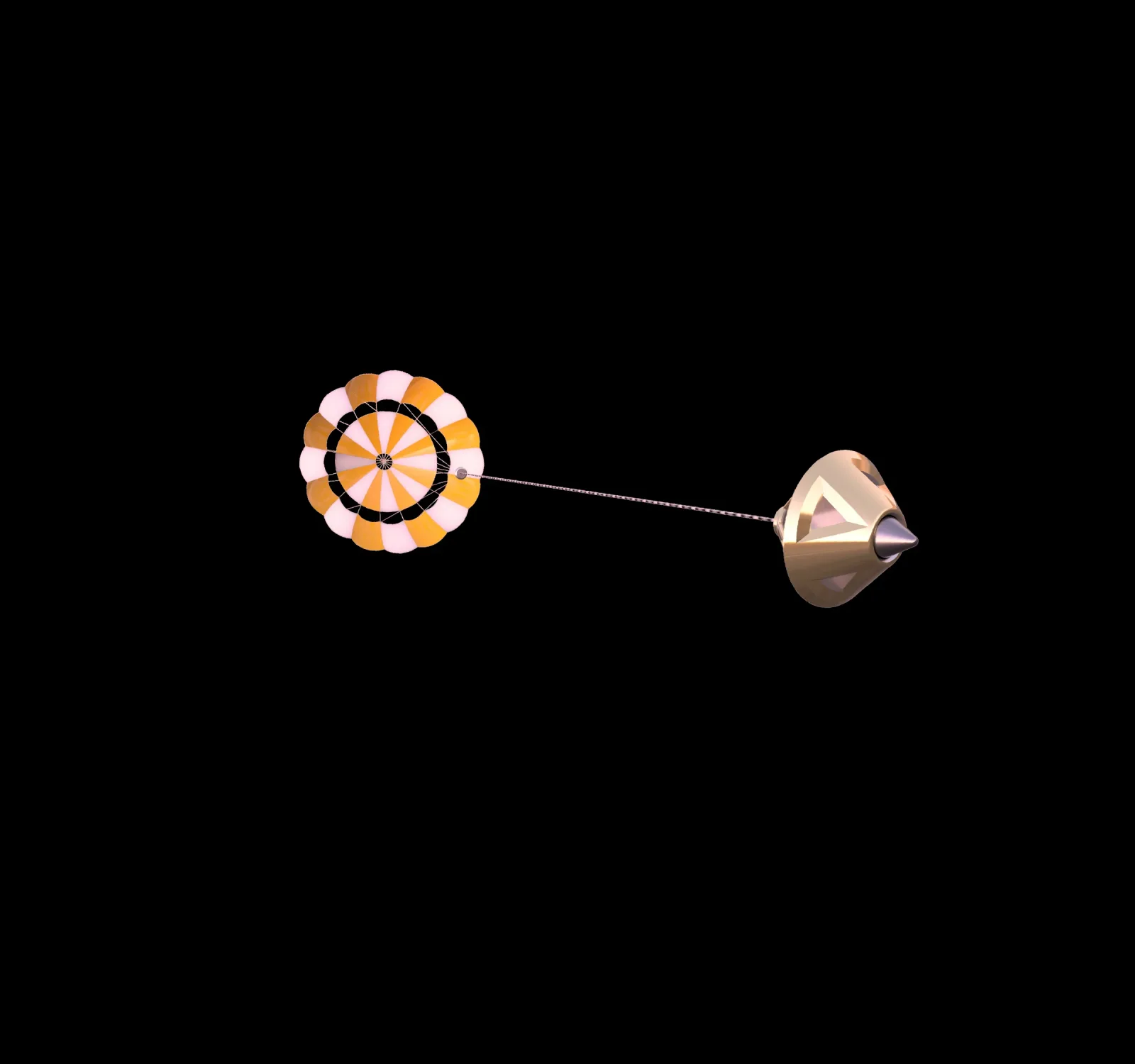 A probe under a parachute.